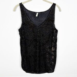 Gentle Fawn Aubrey Tank Top Crushed Velvet Metallic Black Gold Whimsigoth XSmall